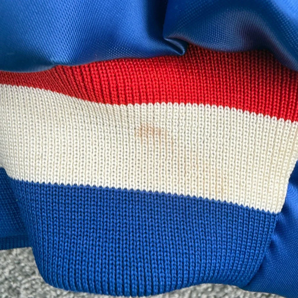 Vintage Swingster Chicago Cubs Bomber Jacket Blue Satin Chenille Patch Mens L